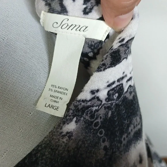 Soma womens black and white abstract pattern wrap midi dress size large - Picture 8 of 12